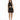 A model poses in a black, sparkly halter dress featuring a cutout detail and a flared hemline.