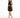 A woman poses in a black sparkly dress with a halter neck and cut-out details, paired with strappy heels.