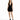 A model poses in a fitted black dress with a deep V-neckline, paired with stylish black heeled booties.