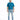 A man stands wearing light blue distressed jeans and a teal t-shirt, paired with white sneakers.
