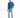 A man stands confidently in light blue distressed jeans, paired with a teal t-shirt and white sneakers.