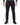 Dark slim-fit pants with a chain detail, paired with black sneakers and a gray sweater.