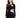 A model showcases a fitted black dress with long sleeves and cut-out details at the waist and shoulders.