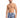 A man with a toned physique wearing patterned swim shorts featuring tropical leaves and a drawstring waist.