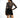 Rear view of Harlow black mini skirt with fringe hem and patterned bodysuit, showcasing the Gen Z OOTD aesthetic.