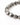 A close-up of a beaded bracelet featuring gray and black speckled stones interspersed with smooth black beads.