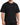 A man wearing a loose-fitting black t-shirt with a subtle graphic design on the front.