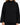 A person wearing a black, oversized sweatshirt with a high neck and wide sleeves, styled casually.