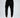 Black jogger pants with side pockets, featuring a drawstring waist and paired with white sneakers.
