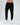Black jogger pants with side pockets, featuring a drawstring waist and paired with white sneakers.