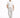 A man stands confidently in a white t-shirt with a textured "PEACE" graphic, paired with light gray pants and white s...