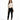 A model poses in a fitted ribbed top with cut-out sides, paired with black skinny jeans and sneakers.