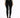 A model wearing a fitted black bodysuit and skinny black jeans, paired with black sneakers.
