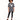 A model wearing a loose-fitting, gray graphic tee with "Philadelphia" text, paired with black leggings and sneakers.