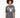 A model wearing a loose-fitting, vintage-style gray tee with a graphic design featuring "Philadelphia."