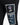 Black sweatpants featuring a graphic patch with a stylized bust and abstract blue design on the thigh.