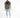 Man in Bobby light blue super distressed streetwear jeans and a black mesh graphic t-shirt.