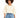 A model with curly hair wears a cropped, cream-colored top paired with distressed denim shorts.