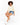 A woman with curly hair sits on a white stool, wearing a light top and denim shorts, paired with white sneakers.