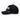 Black cap featuring bold white and purple text, with a striped design along the brim.