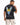 A man wearing a black t-shirt with colorful wing graphics and inspirational text on the back.