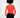 Back view of a model wearing a vibrant red off-the-shoulder long sleeve ribbed top with black pants.