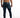 Rear view of Carbon Jaxx blue washed denim for men, featuring white paint splatter and branded waist patch.