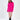 Model wearing the Brooke hot pink oversized knit sweater with shoulder cut-outs and a mock neck.