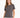 Woman wearing a gray short-sleeve tee with a stylish graphic design on the front, paired with a white skirt.