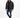 A man wearing a black puffer coat, black shirt, distressed jeans, and sneakers poses against a white background.
