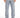 Light blue denim jeans featuring decorative rhinestones along the outer seams, paired with white sneakers.
