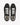 Black canvas sneakers with white laces and a minimalist design, viewed from above on a white background.