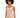 A model with curly hair poses in a fitted, ribbed, beige tank dress against a plain white background.
