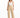 A woman stands confidently in beige high-waisted pants paired with a delicate white lace camisole.
