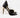 Rock black pointed toe heels with metallic gold stiletto, rhinestone embellishments, and ankle straps on white background.