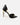Rock black pointed toe heels with gold stiletto, rhinestone embellishments, and an adjustable ankle strap for a night out.