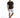 A man stands confidently in a fitted black t-shirt and distressed gray shorts, paired with black sneakers.