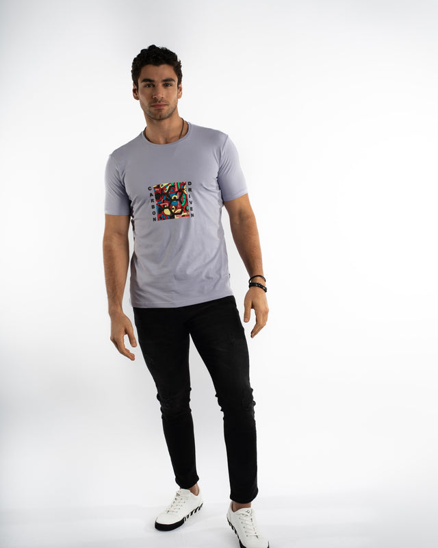 Carbon Driven T-Shirt in Lilac – full-length front view