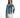Jolie oversized blue washed denim jacket with distressed frayed hems worn over a white dress for a streetwear aesthetic.