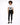 A model stands in a white graphic tee and black skinny jeans, paired with black sneakers on a plain background.