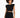 Black high-waisted shorts with decorative chain detailing, paired with a matching cropped top.