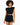 Black high-waisted shorts with decorative chain detailing, paired with a matching cropped top.