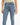 Light blue high-waisted jeans with a fitted silhouette, featuring front pockets and a button closure.