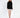 Model wearing a Celine black oversized turtleneck knit sweater with a distressed fringe hem and white mini skirt.