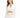A model poses in a white cropped top with long sleeves and a matching mini skirt featuring cut-out details.