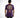 A person wearing a purple t-shirt featuring a colorful graphic design with playful text on the back.