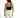 A woman stands with her back to the camera, wearing a black one-shoulder top and white fitted pants.