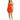 A woman wearing a fitted orange dress with a cutout detail, paired with white sneakers, standing against a plain back...