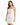 A woman poses in a fitted white dress with thin straps and a cutout detail at the waist.