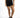 Kinslee black washed denim shorts by Carbon featuring high-waisted crossover button fly and distressed details.